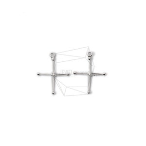 PDT-2213-R / 2PCS / Colgante cruzado cúbico / 12 mm X 16 mm / Rodio chapado sobre latón / fabricación de joyas