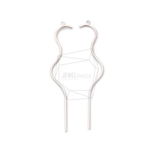 PDT-2047-MR/2PCS/Wire Drawing Curved Pendant/17mm X 78mm/Matte Rhodium Plated Over Brass/Jewelry Making