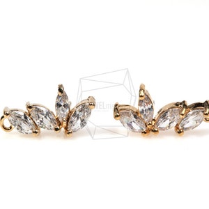ERG-055-G/2Pcs-Cubic Zirconia Setting   Ear Post/ 8mm x 19mm /Gold Plated over  Brass/925 sterling silver post/Jewelry Making