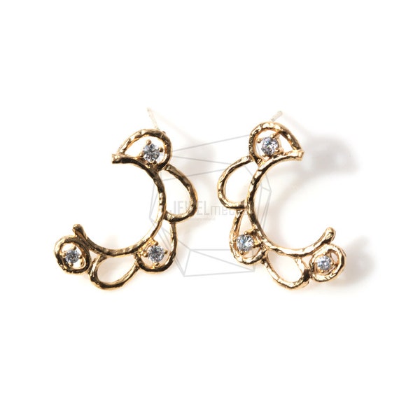 ERG-330-MG/2PCS/CZ Partial Wreath Earring/15mm x 23mm/Matte Gold Plated over Brass/Jewelry Making