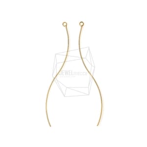 PDT-986-G/2PCS/Wavy Wire Pendant/6mm x 60mm/Gold Plated over Brass/Jewelry Making