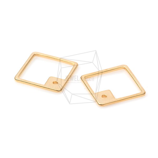 PDT-756-MG/4PCS/Square Design Charm/15mm x 15mm/Matte Gold Plated Over Brass/Jewelry Making