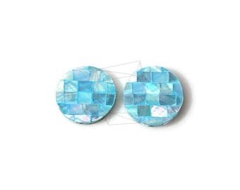 PEA-025-G/2STK/ Perlmutt Mosaik rund/20mm/Perlmuttperlen/Schmuckherstellung