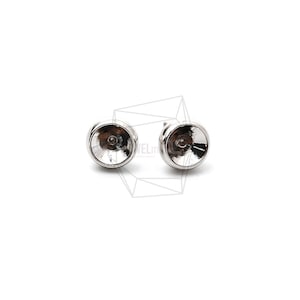 ERG-1302-R/4Pcs-Round Cup Earring Post/ 8mm x 8mm /Rhodium Plated over Brass/Jewelry Making