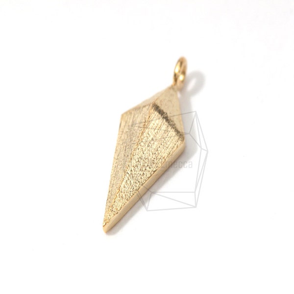 PDT-061-MG/4Pcs-3D rhombus/Gold Plated Over Brass/Jewelry Making