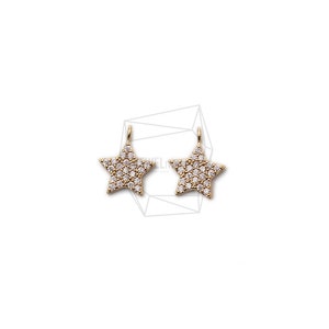 PDT-2125-G/2PCS/Star Pendant/10mm X 13mm/Gold Plated Over Brass/Jewelry Making