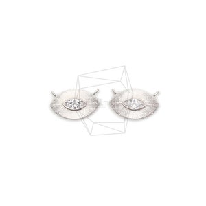 PDT-2592-MR/2PCS/Evil Eye Pendant/8.8mm X 14mm/Matte Rhodium Plated Over Brass,CZ/Jewelry Making