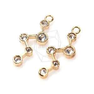 PDT-411-G/2Pcs-Cubic Zirconia Setting Zigzag pendant / 9mm x 25mm/Gold Plated over brass/Jewelry Making