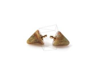 STO-064-G/2Stk-Naturstein Cone Anhänger/ 9mmx12mm/Vergoldet über Messing/Schmuckherstellung