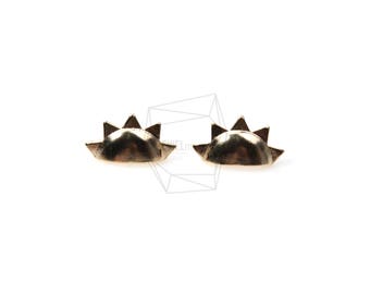 ERG-451-G/2PCS/Poste de pendiente de medio sol/14 mm x 7 mm/Chapado en oro sobre latón/Poste de plata de ley 925/Fabricación de joyas