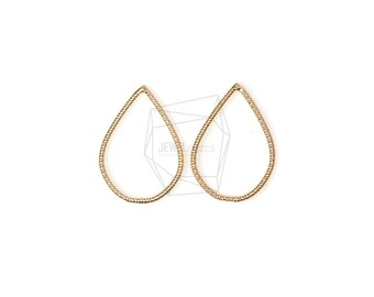 PDT-1171-MG/4pcs/Tear Drop Pendant/17mm x 24mm/Matt Gold Plated Over Brass/Jewelry Making