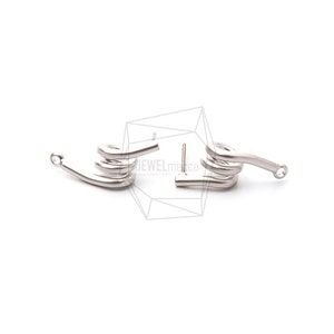 ERG-1050-MR/2PCS/twist Post Earrings/8mm x 20mm/Matte Rhodium Plated over Brass/Titanium post/Jewelry Making