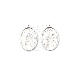 PDT-1946-MR/2PCS/Round Pendant/12mm X 21mm/Matte Rhodium Plated Over Brass/Jewelry Making