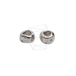 PDT-2811-R/2PCS/Cubic Star Round Charm/11.8mm X 12.5mm/ Rhodium Plated Over Brass/Jewelry Making