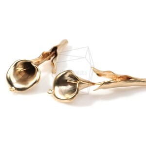 PDT-1112-MG/1PC/Bell Flower Pendant/15mm x 48mm/Matte Gold Plated over Brass/Jewelry Making
