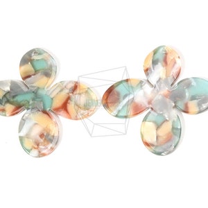 BSC-573-G/2Pcs-celluloid Flower pendant/ 41mm x 42mm/celluloid Flower beads/Jewelry Making