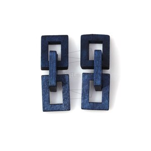 BSC-321-G/2pcs/Wooden linked Square pendant /13mm x 33mm/Wooden linke  pendant/Jewelry Making