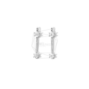 PDT-1407-R / 2PCS / Colgante de pendiente de barra / 5 mm X 15 mm / Rodio chapado sobre latón, zirconia cúbica / fabricación de joyas