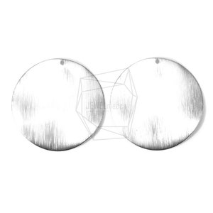 PDT-1443-MR/2PCS/Wavy Disk Brushed Texture Pendant/30mm X 30mm/Matte Rhodium Plated Over Iron/Jewelry Making