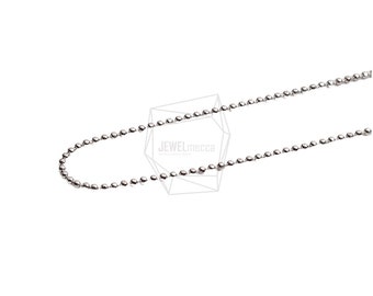 May include: A silver ball chain necklace. The chain is made of small, round beads.