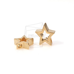 PDT-196-G/5Pcs-Open star/ 9mmx9mm /Gold Plated over brass/Jewelry Making