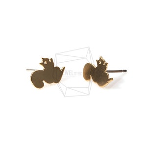 ERG-190-MG/2PCS/Squirrel Earring Post/10mm x 9mm/Matte Gold Plated Over Brass/Jewelry Making