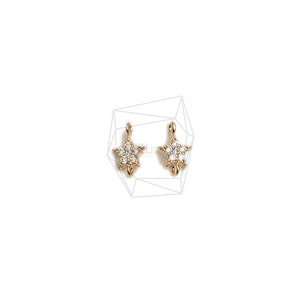 PDT-2639-G/2Pcs- Cubic Zirconia Setting Star Pendant/ 6mm X 9mm/Gold Plated over brass