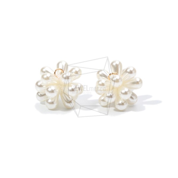 PEA-061-G/2PCS/Pearl Cluster Ball/Plated Over Brass/Approx. 20mm x 23mm/Jewelry Making