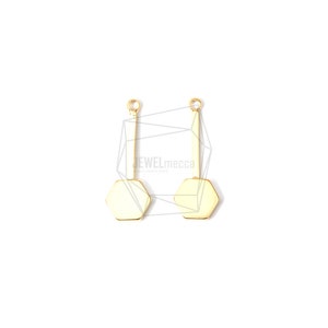PDT-1436-MG/2PCS/Hexagon Drop Pendant/5mm X 20mm/Matte Gold Plated Over Brass/Jewelry Making