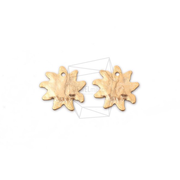 PDT-2028-MG/4PCS/Sunburs Pendant/16mm X 16mm/Matte Gold Plated Over Brass/Jewelry Making