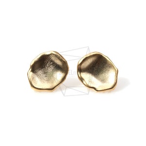 ERG-163-MG/4PCS/ Round Cup Ear Post/14mm x 12mm/Matte Gold Plated Over Brass/925 silver Post/Jewelry Making