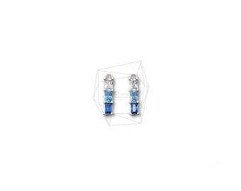 PDT-2272-R/2PCS/Cubic bar Pendant/3mm X 6mm/Rhodium  Plated Over Brass , Cubic Zirconia/Jewelry Making