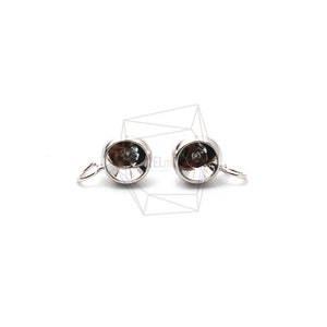 ERG-1303-R/4Pcs-Round Cup Earring Post/ 8mm x 12mm /RhodiumPlated over Brass/Jewelry Making