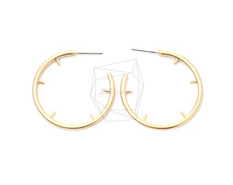 ERG-987-MG/2PCS/Open Round Post Earrings/32mm X 32mm/Matte Gold Plated Over Brass,Stainless Post/Jewelry Making