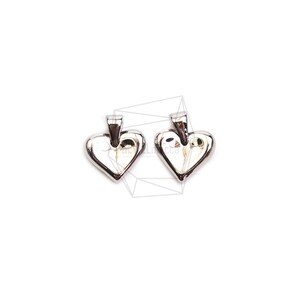 PDT-2703-R/2PCS/Colgante de corazón/11mm X 13mm/Chapado en rodio sobre latón