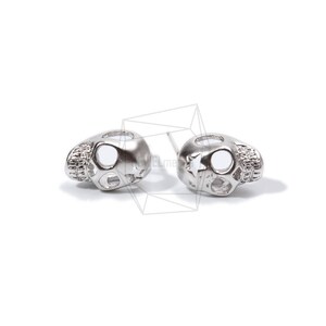 ERG-838-MR/2PCS/Star Forehead Skull Earring /7mm X 14mm/Matte Rhodium/Plated Over Brass/Silver post/Jewelry Making