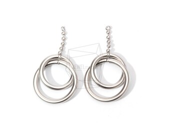 ERG-788-MR/2PCS/Circle Link Earring Charm/25mm X 25mm/Matte Rhodium Plated Over Brass/Jewelry Making