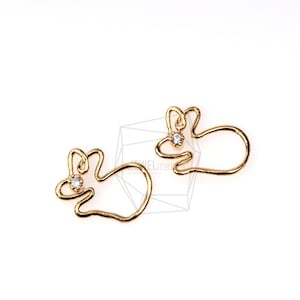 PDT-167-G/5Pcs-Cubic Zirconia rat Pendant/ 7mm x 10mm/Glossy Gold Plated over brass/Jewelry Making