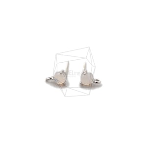 ERG-1657-R/2Pcs-Simple glass  Post Earring/4mmx6mm /Rhodium Plated over Brass,silver post,Glass/Jewelry Making
