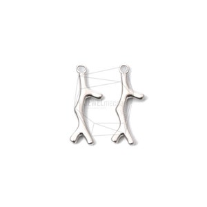 PDT-2194-MR / 2PCS / Colgante de rama / 8 mm X 22 mm / Rodio mate chapado sobre latón / fabricación de joyas