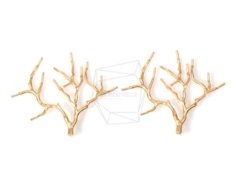 PDT-1218-MG/2PCS/Tree Branch Pendant/45mm x 42mm/Matte Gold Plated over Brass/Jewelry Making