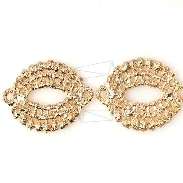 CNT-065-MG/5Pcs- Oval Lace Pendant/ 15mm x 23 mm / Matte Gold Plated over Pewter/Jewelry Making