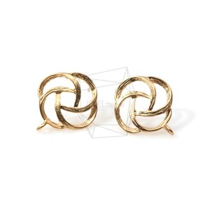 ERG-429-MG/2PCS/Simple Rose Earring Post/15mm x 17mm/Matte Gold Plated over Brass/925 Sterling Silver Post/Jewelry Making