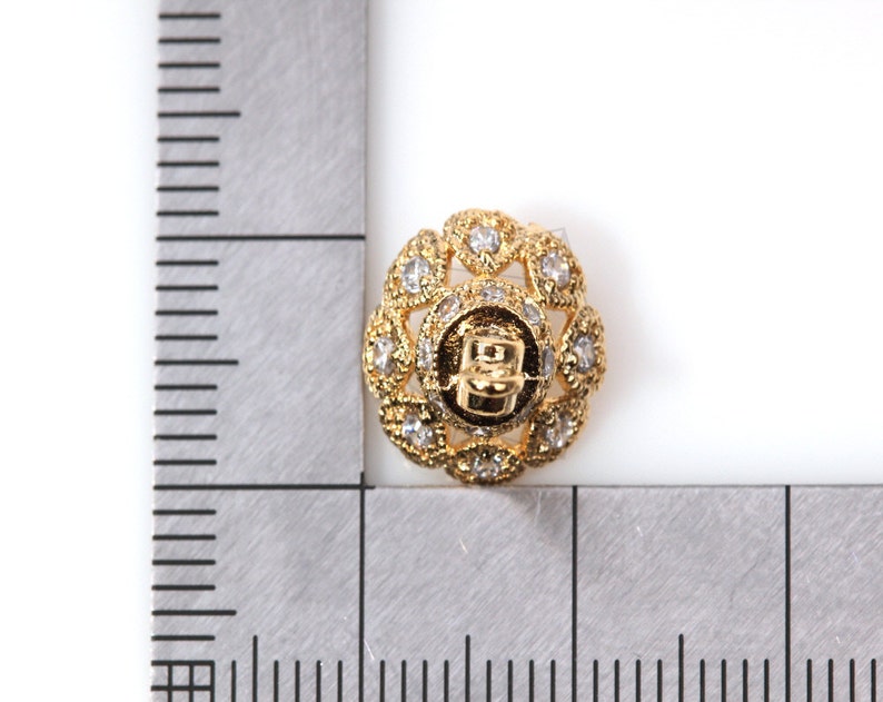 PDT-322-G/2pcs-CZ beads cap Dangle with peg/12mm x 12mm / Gold Plated over brass/Jewelry Making image 5