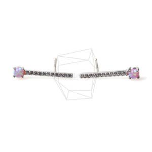 ERG-401-R/2PCS/CZ Bar Earring Post/3mm x 16mm/Rhodium Plated over Brass/925 sterling silver post/Jewelry Making