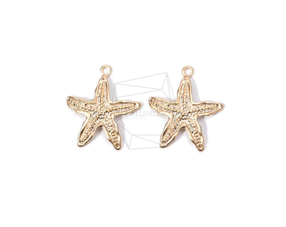 PDT-1641-MG/2Pcs- starfish  Pendant/ 28mm x 32mm/ Matte Gold Plated Over tin/Jewelry Making