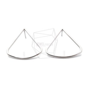 ERG-1170-R/2 Stück/Sektorform-Ohrring/28 mm x 29 mm/rhodiniertes Messing, rostfreier Pfosten/Schmuckherstellung