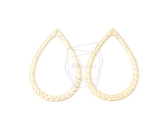 PDT-662-MG/4pcs/Hammered Tear Drop Pendant/26mm x 36mm/Matt Gold Plated Over Brass/Jewelry Making