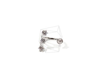 RNG-009-R/1PCS/Cubic Zirconium setting Ring Base/Adjustable Ring/Rhodium  Plated Over Brass