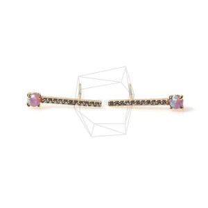 ERG-401-G/2PCS/CZ Bar Earring Post/3mm x 16mm/Gold Plated over Brass/925 sterling silver post/Jewelry Making